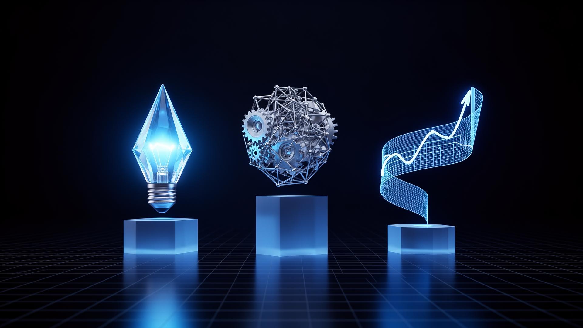 Three luminous service pillars
